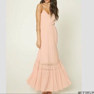 Forever 21 Contemporary Blush Lace Trim Maxi Dress